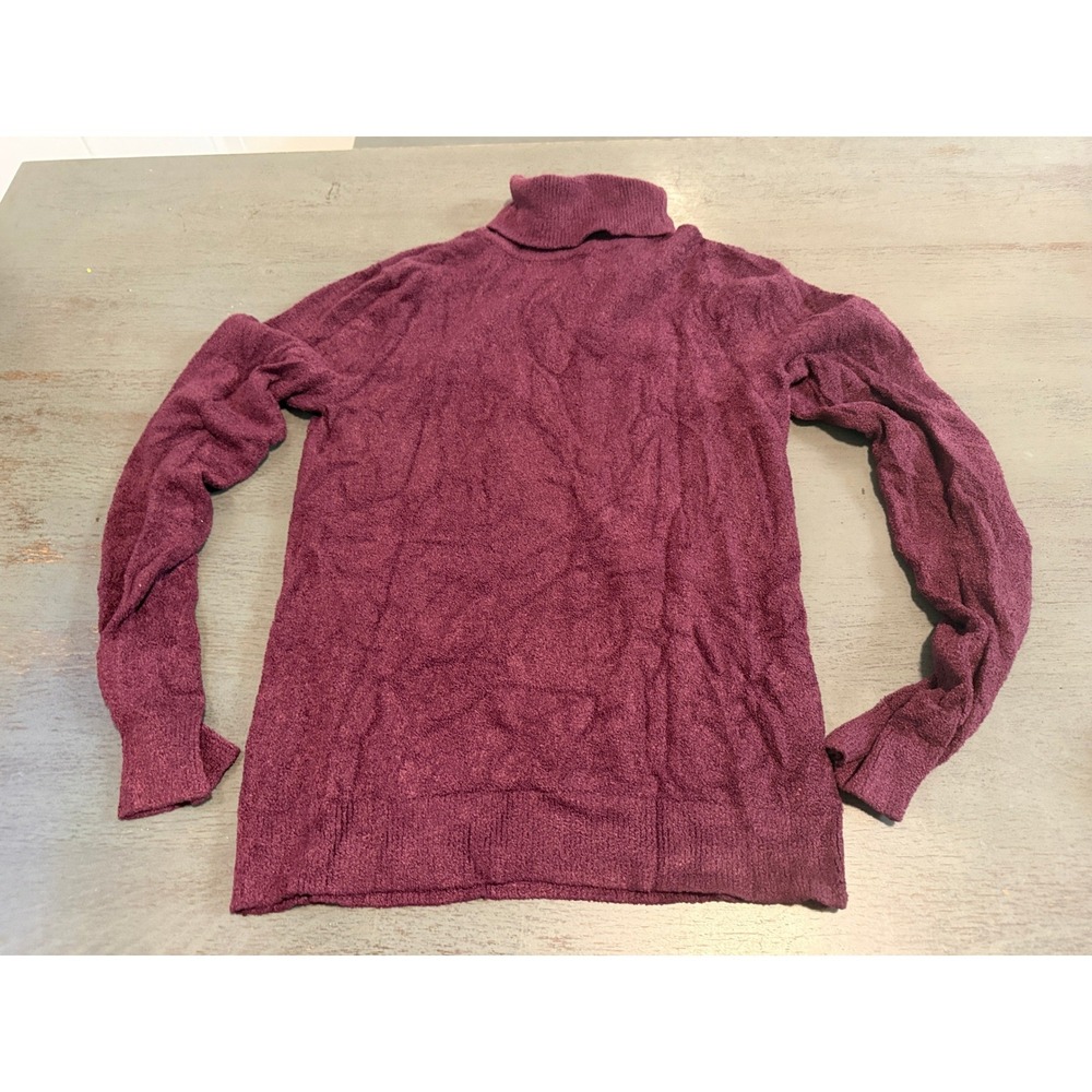 Croft & Barrow Womens Small Burgundy Purple Turtleneck Nylon Knit Sweater S